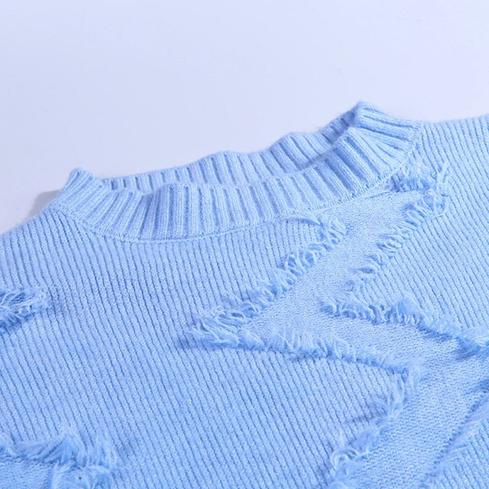 Autumn Winter Fashion Sweet Women Loose Casual Gradient Tassel Pullover Sweater Blue White Korean Sweater Pull Femme Nouveaute