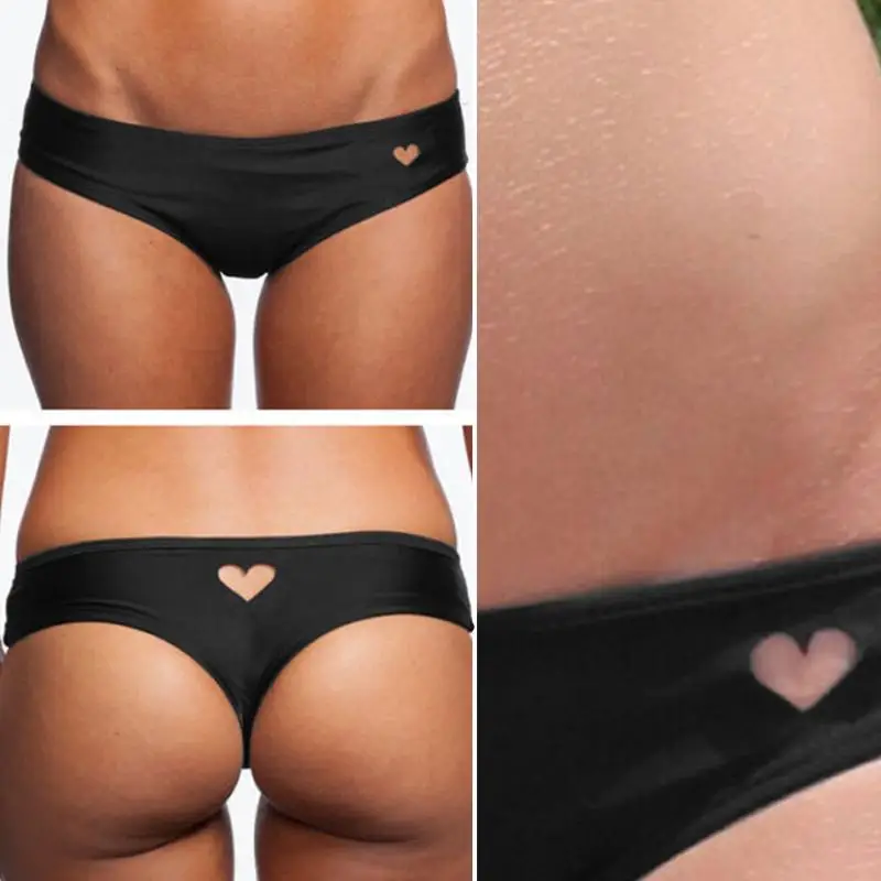 

Sexy Women Heart Cut-Out T-Back Thong Bikini Bottom Beachwear Bathing