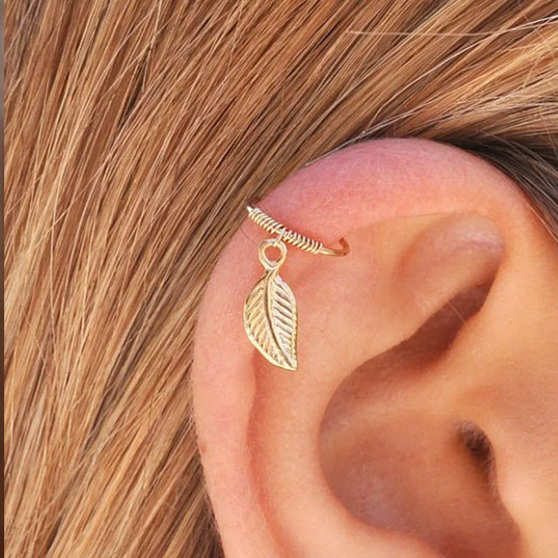 Tiny Leaf Cartilage Earring Body Piercing Helix Ring, Piercing Jewelry, Body Piercing Jewelry, Body Jewelry, Ear Piercing Jewelry, Body Piercing Earrings