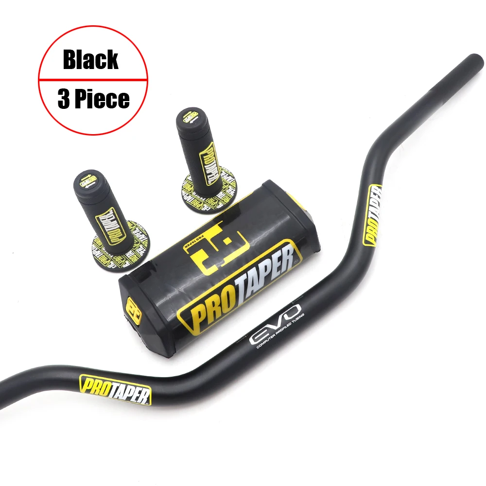 Black 3 pieces 28 мм мотоциклетные руль с высокой ручкой+ ручки ПроТейпер БАР накладка для Dirt Bike SUZUKI DRZ400 RMZ450 RMZ250 - Цвет: Black 3 pieces
