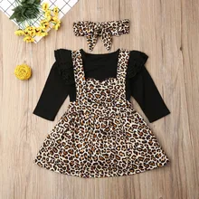 Pudcoco/Одежда для новорожденных девочек; комбинезон с длинными рукавами и принтом персикового сердца и леопарда; топы; юбка на бретелях; повязка на голову; комплект из 3 предметов; одежда