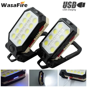 

COB LED Work Light USB Rechargeable Foldable Camping Lamp With Hook 4 Modes Portable Magnet Torch Lantern Flashlight For Outdoor