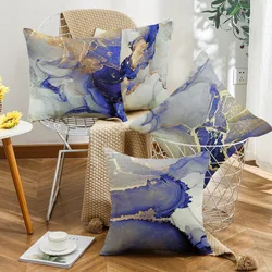 Gold Blue White Geometric Marble Sofa Decor Cushion Cover Pillow Pillowcase Polyester 45*45 Throw Pillow Home Decor Pillowcover