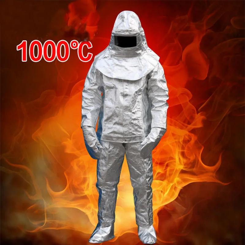 Высокая термостойкость и анти-излучения тепла алюминизированный костюм огнезащитная одежда 1000℃