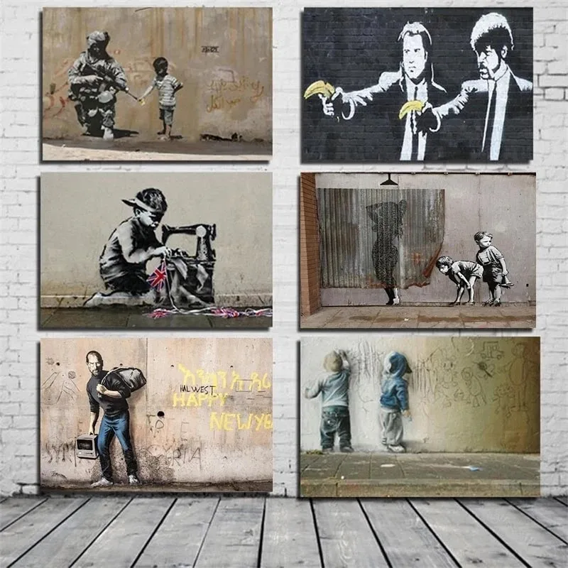 

Banksy Artwork Abstract Canvas Painting on The Wall Art Posters and Prints Wall Cuadros Pictures for Modern Home Room Decor
