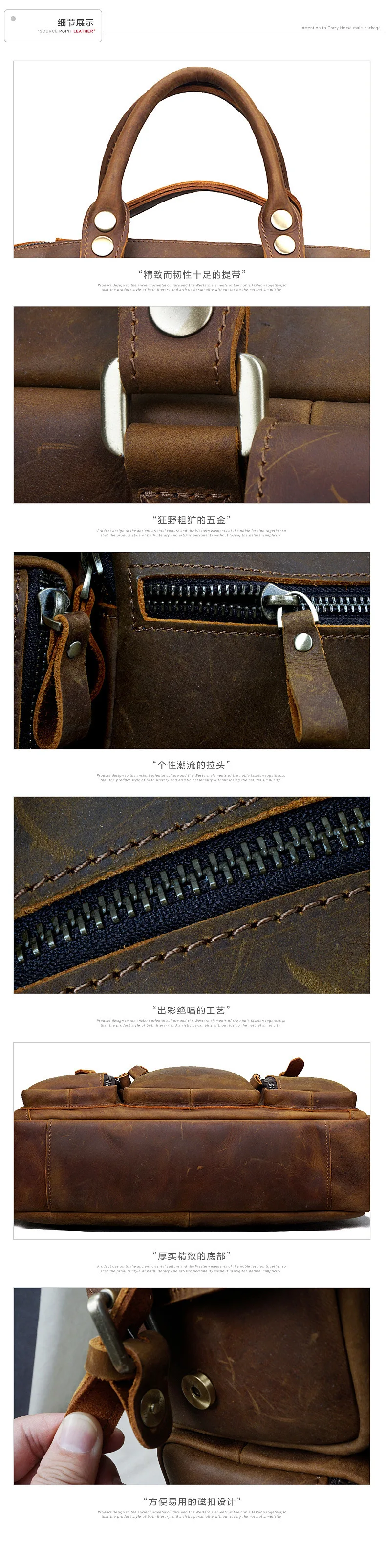 Мужская Crazy Horsehide Натуральная кожа Мужская посылка Дорожная сумка на одно плечо сумка-мессенджер вместительный портфель
