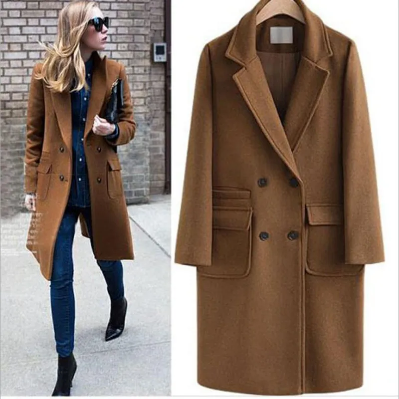 

Women's 2019 autumn and winter clothing new large size loose long section woolen coat woolen coat