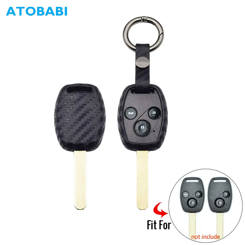 

Carbon Silicone Car Key Case For Honda Accord City Civic CR-V Fit Odyssey Remote Control Fob Cover Keychain Protector Accessory
