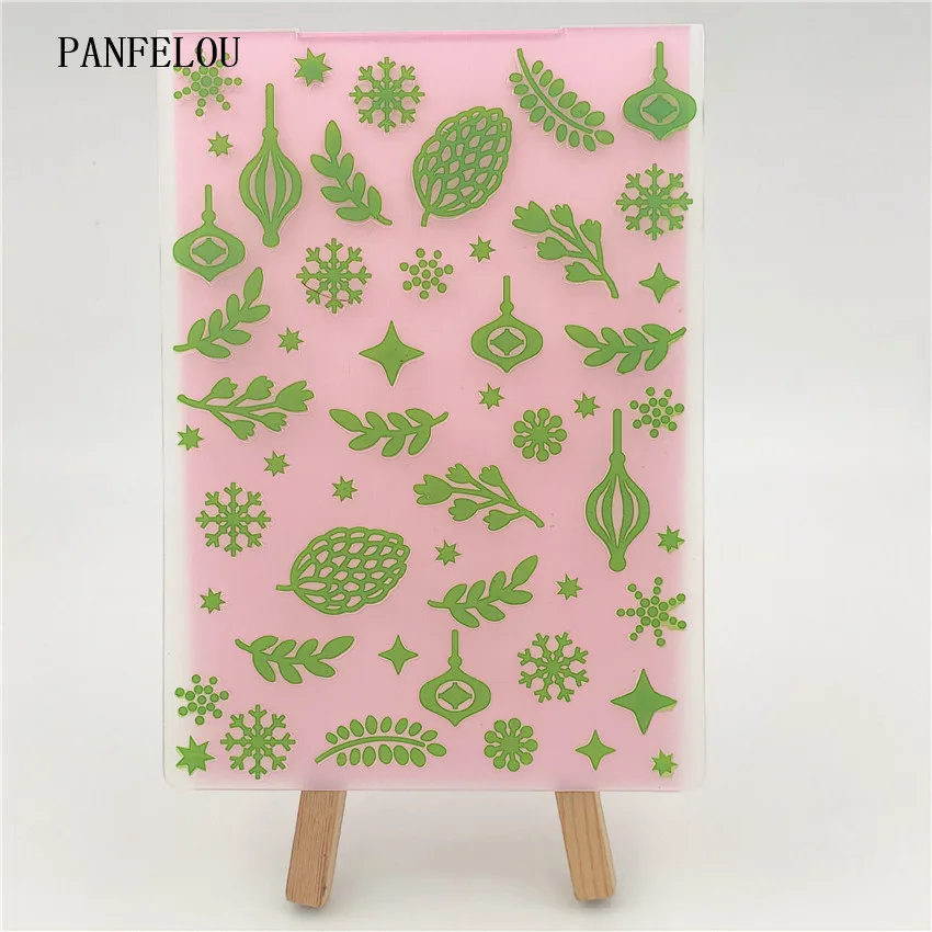 PANFELOU 14.8x10.5cm green leaves Embossing folders Plastic For Scrapbooking DIY Template Fondant Cake Photo Album Card Making