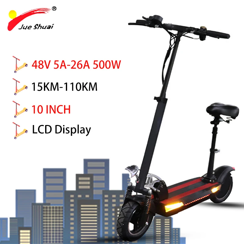 

500W 48V 26AH 10inch Electric Scooter Long Distance 100km Powerful Electric Skateboard LCD Display CE Patinete Electrico Adulto