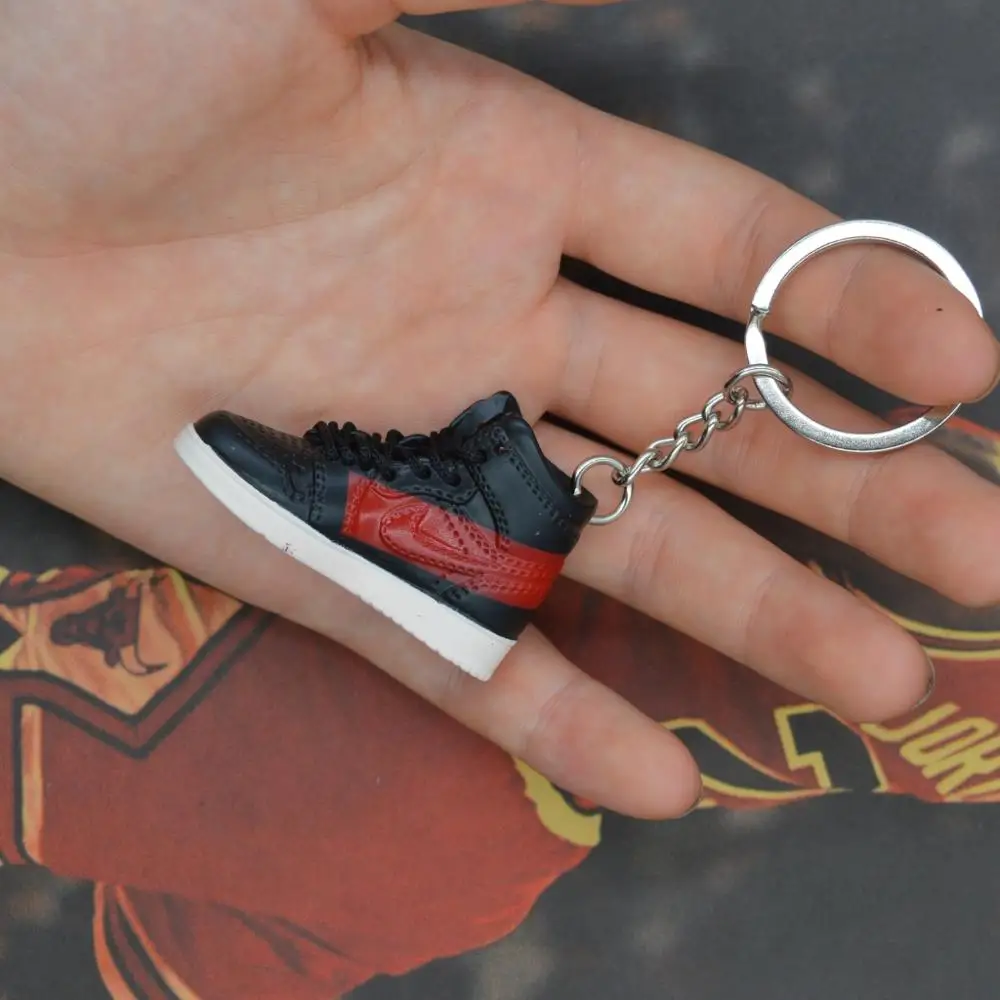 Дропшиппинг aj1 offwhite Chicago Unc брелок в виде кроссовка Air Jordan 1 3D мини-кроссовки, закрытая спортивная обувь брелок в виде кроссовка s - Цвет: one shoe keychain