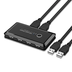 Commutateur USB convient pour windows 10 PC clavier souris imprimante 2 ordinateurs partage 4 appareils commutateur USB 