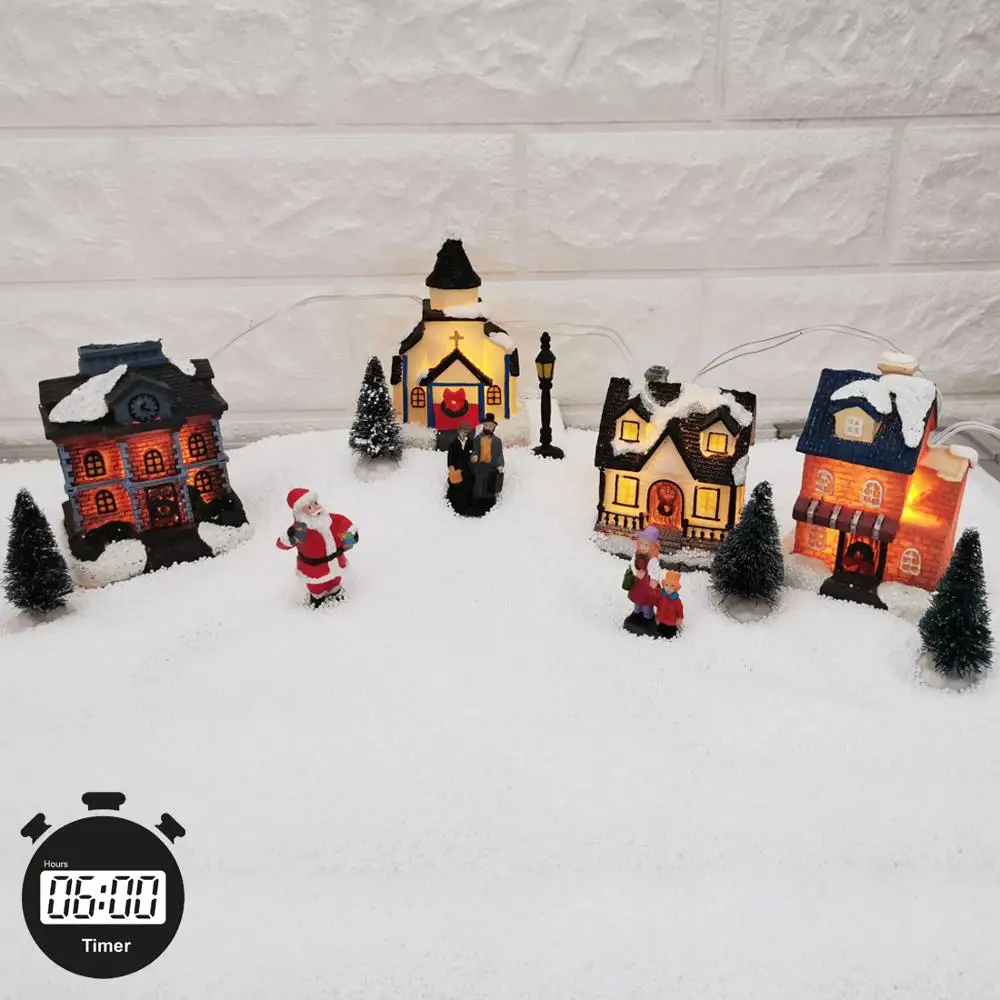  Christmas Winter Village House with LED Light up with Timer Christmas Figurines Accessories for Vil - 4000083168863