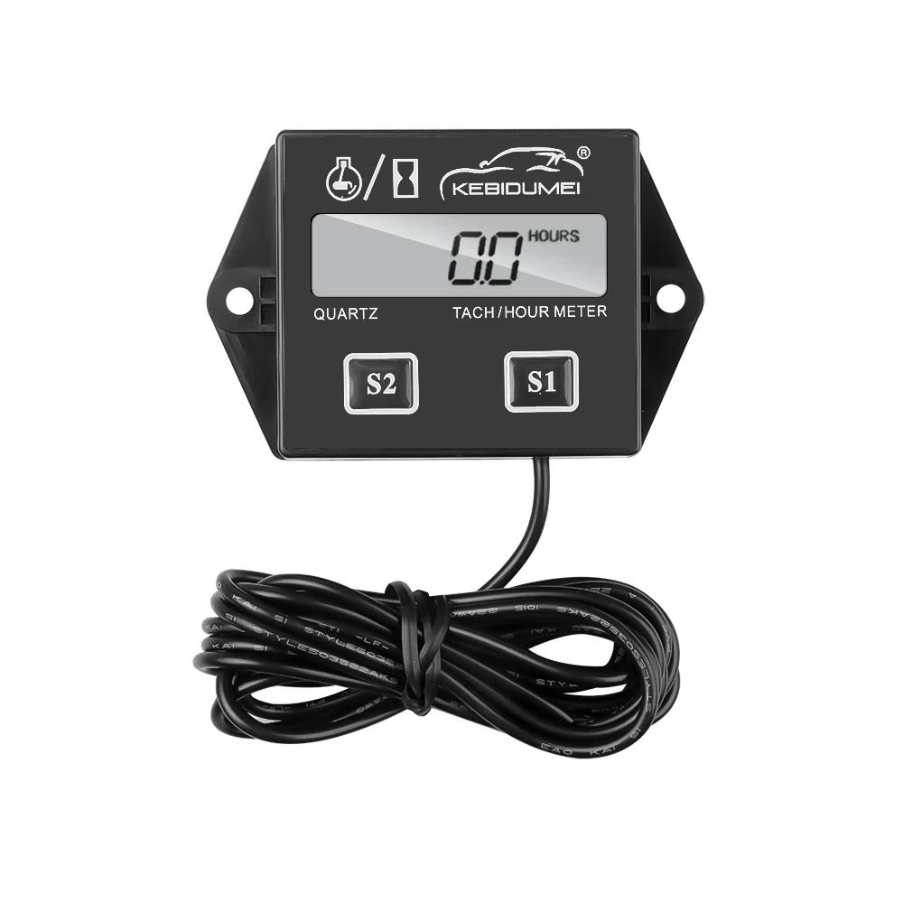 Highquality Motorcycle Digital Display Tachometer Motor Boat Engine Electronic Tachometer built in battery tach hour meter black