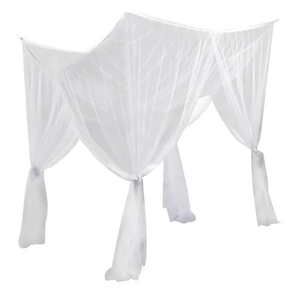 Mosquito Net Curtain Polyester Dustproof Canopy White 4 Corner Netting Post Bed Decoration Bedding Queen King Home Full Size |