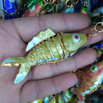 Маленький креативный эмалированный брелок с золотой рыбкой, брелок с рыбкой, китайский этнический перегородчатый ювелирный аксессуар, брелок, Подарочная подвеска-Шарм - Цвет: Carp yellow