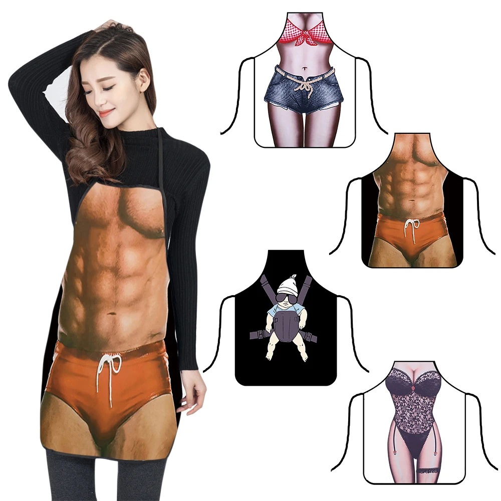 1Pc Adjustable Funny Pattern Chef Aprons Waiter Kitchen Cook Apron Dress For Restaurant Cooking Baking Women And Men For Kitchen