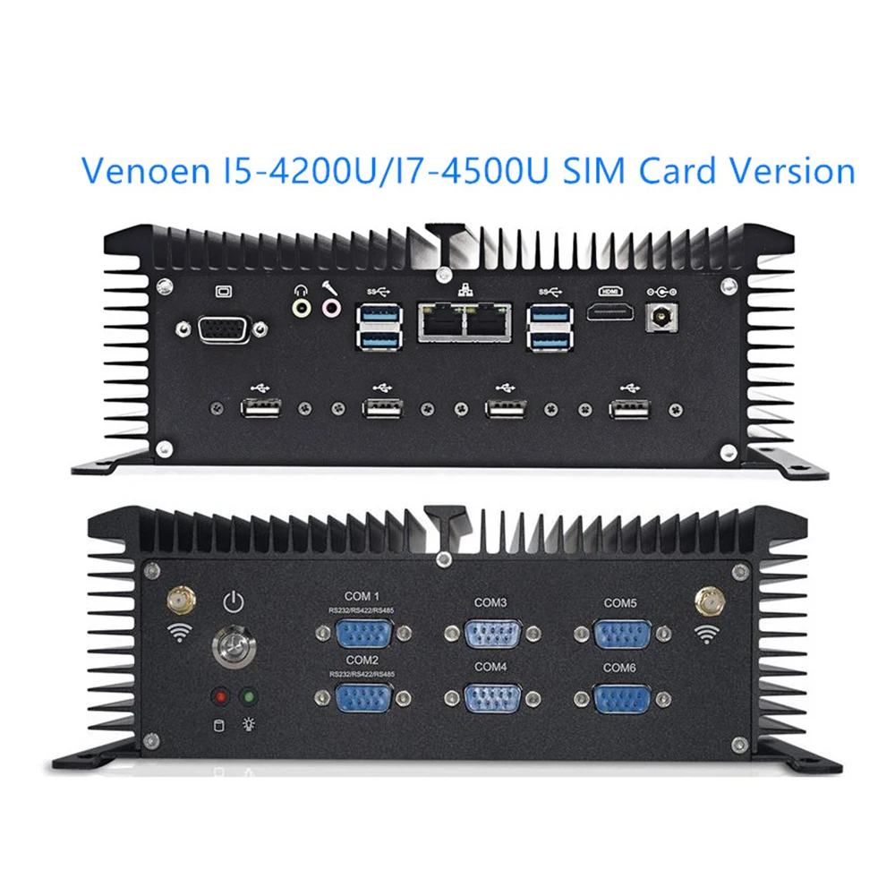Промышленный Мини ПК 8-го поколения процессор Intel Core i5 i7 8250U 8350U 4200U ddr3 с GPIO pin sim-картой 4G LTE WiFi маленький компьютер фактор - Цвет: Core i5 4200U Black