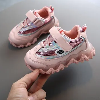 

Children's Sports Shoes Lights Fashion Boys Girls Wave Bottom Non-slip Sequins Breathable Shoes LED kids Shoes