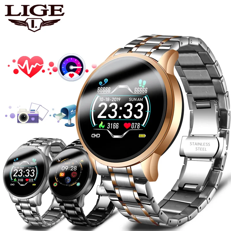 

LIGE 2020 New Steel Band Smart Watch Men Heart Rate Pedometer Multifunctional Sport Waterproof Smartwatch Fitness Tracker+Box