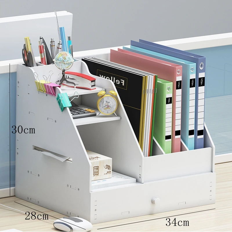 Book Magazine Holder Desk Organizer Stationery Storage Stand Shelf Rack Desktop File Rack Storage Artifact Multi-layer