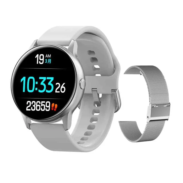 Модные умные часы DT88 для мужчин и женщин спортивные IP68 шагомер браслет ips сердечного ритма Bluetooth Смарт часы для IOS Android - Цвет: Silver-add metal