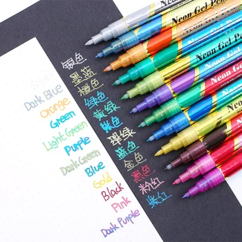 

12 Colors Neon Gel Pen Metallic Pastel Glitter Neon Marker Pen Book Graffiti Pen Art Painting Drawing Markers School Stationery