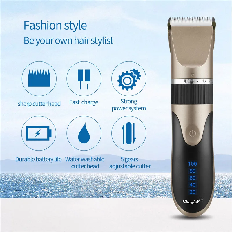 Professional Hair Trimmer Digital Usb Rechargeable Hair Clipper for Men Haircut Ceramic Blade Razor Hair Cutter Barber Machine 2