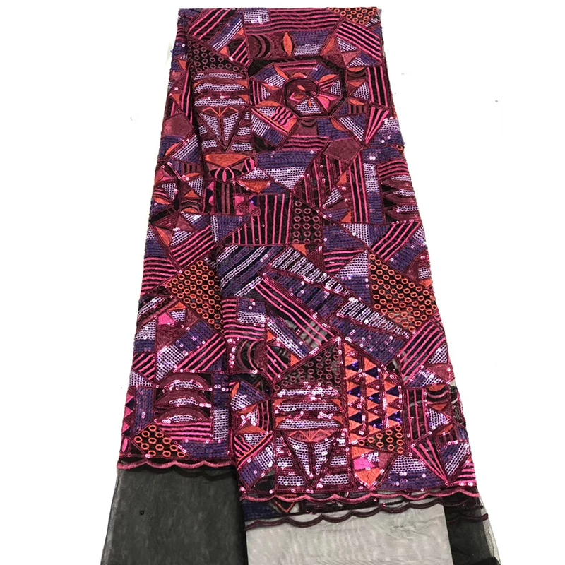 Новейшая африканская кружевная ткань чудесная вышивка с блестками Высокое качество Тюль французское кружево ткань свадебное вечернее платье - Цвет: 02