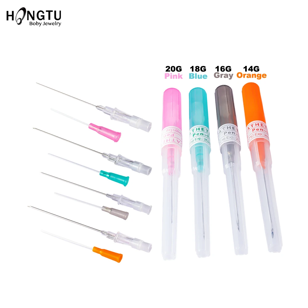 1PC Surgical Steel Catheter Cannula Piercing Needles 14G 16G 18G 20G Body Jewelry Piercings Kit Sterilized Body Tattoo Needles