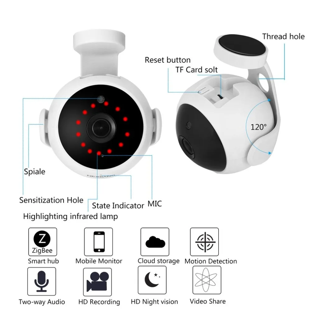 

720P Wireless Wifi IP Home Surveillance Camera Video Security Camera with Two-Way Audio Night Vision Motion Detection