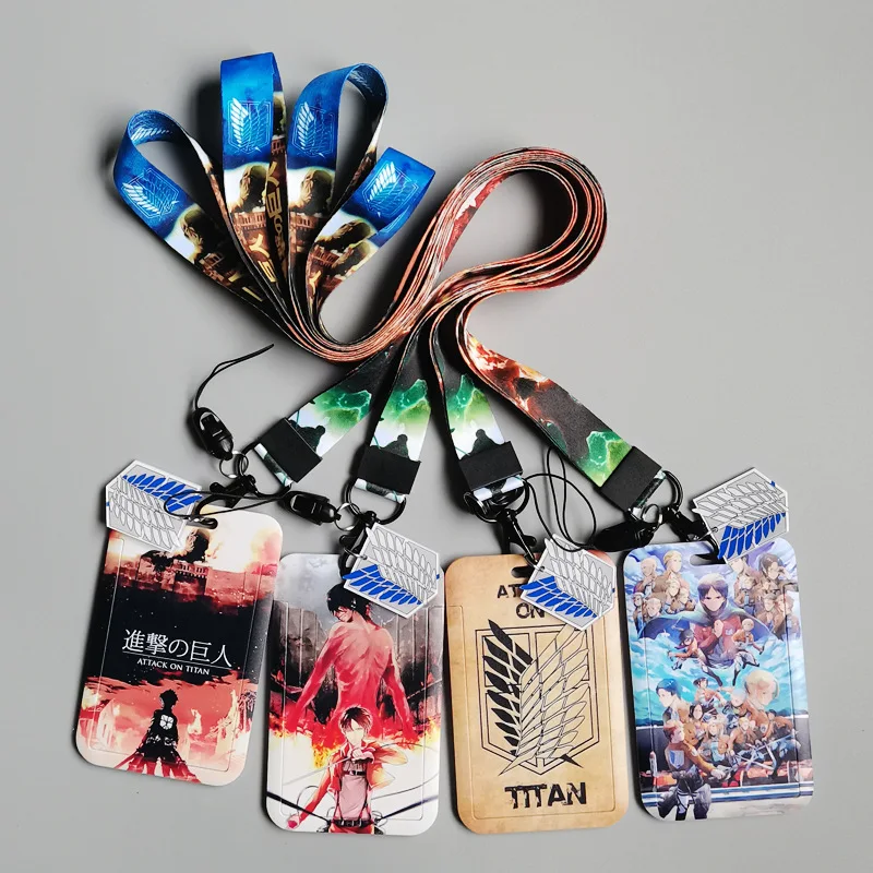 Card holder 1 set Japanese anime card cases lanyard keychains for Attack on Titan
