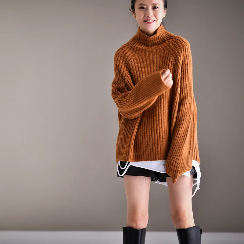 Caramel color M9607 художественная и художественная живопись чистая и свежая и много цветов томный ленивый ветер вставляется плечо показывает тонкий высокий свитер с воротником fe - Цвет: Caramel color