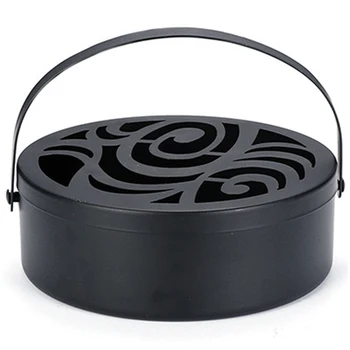 

Mosquito Coil Holder Round Incense Burner With Handle Portable Out Fire Prevention Durable Anti Scald Wrought Iron Office