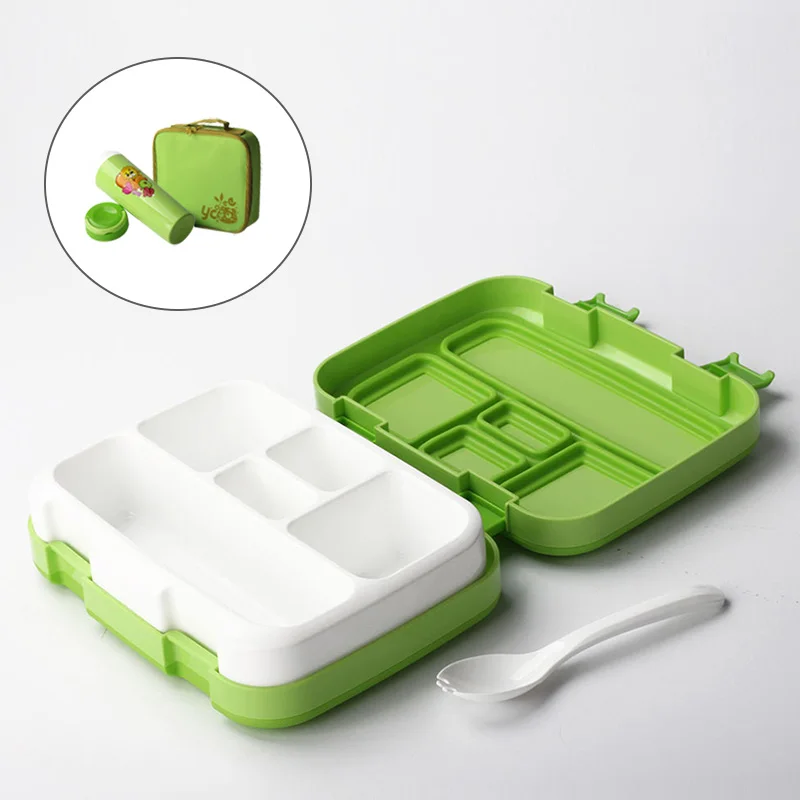 Green5 compartment MICCK микроволновая печь Коробки для обедов для детей стильная футболка с изображением персонажей видеоигр бенто ланч бокс с посуда чашки Еда контейнер школьная 4/5 отсек снэк-Кухня - Цвет: Green5 compartment