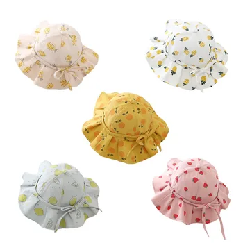 

Summer Baby Boy Girl Bucket Hat Kids Children Print Fruit Pattern Cap Sun Beach Caps Infant Lovely Lace Princess Brim Sun Hats