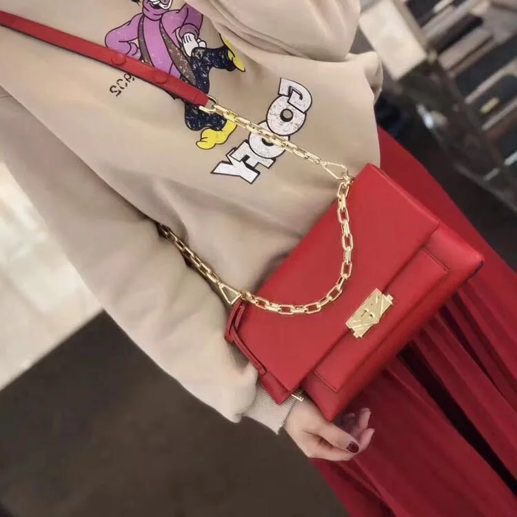 

Fashion Women Handbag Lock Chain Bag Shoulder Genuine Leather Leisure Concise Ins Show Drop Shipping High Quality Luxury Brand