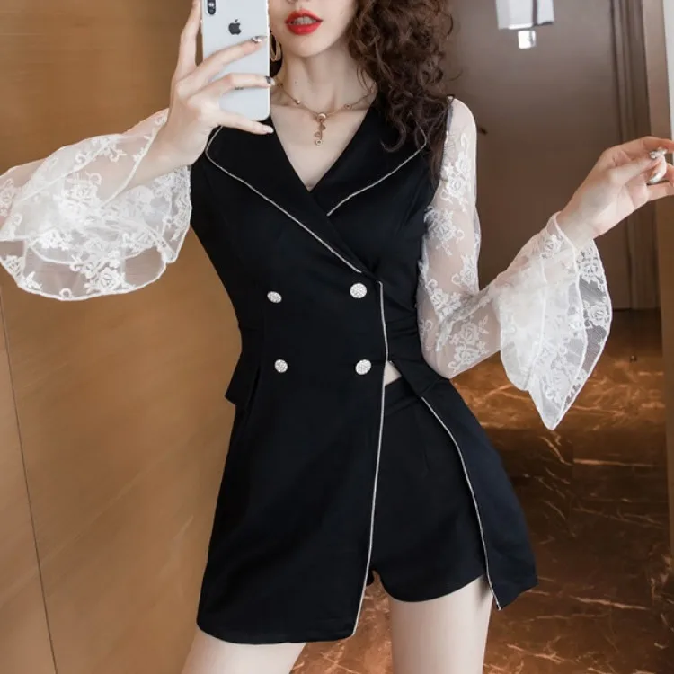 

WOMEN'S Dress 2020 New Style Debutante Fashion Lace Bell Sleeve Fashionable Elegant Set Two-Piece 8703