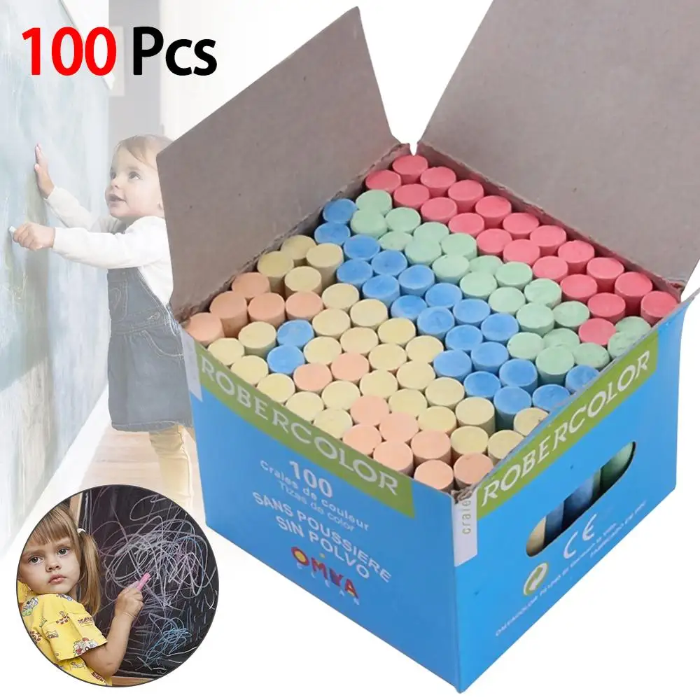 

100PCS Mixed Colour Chalk Sticks Pack Kids Playground School Art Learning Drawing Chalks Colourful Chalk For Blackboard