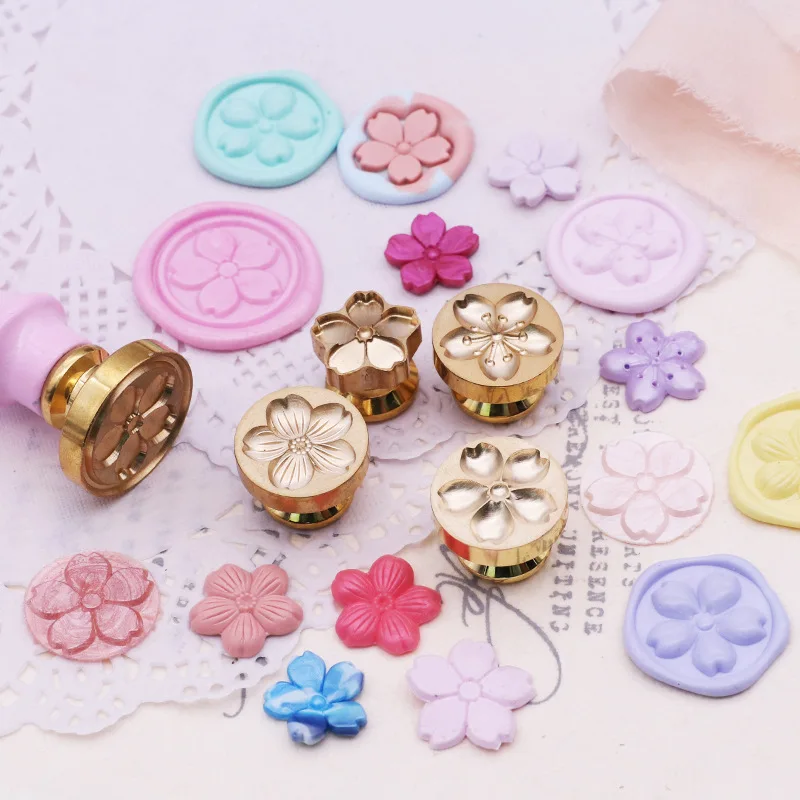 Creative Special-shaped Wax Seal Stamp Fire Lacquer Seal Head Wedding Greeting Card Wax Seal bow-knot 3D Cherry sakur（no handle）