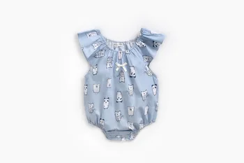 

2020 New Arrival Baby Girls Cute Cat Romper Kids fashion cotton Jumpsuit blue colour