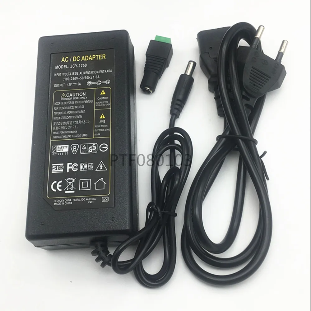 12v5a EU/US AC 100 v-240 v Сетевой адаптер-переходник адаптер DC12V 5A штекером постоянного тока для подключения к адаптеру источника питания для 3528 530 5050 бар светодиодный