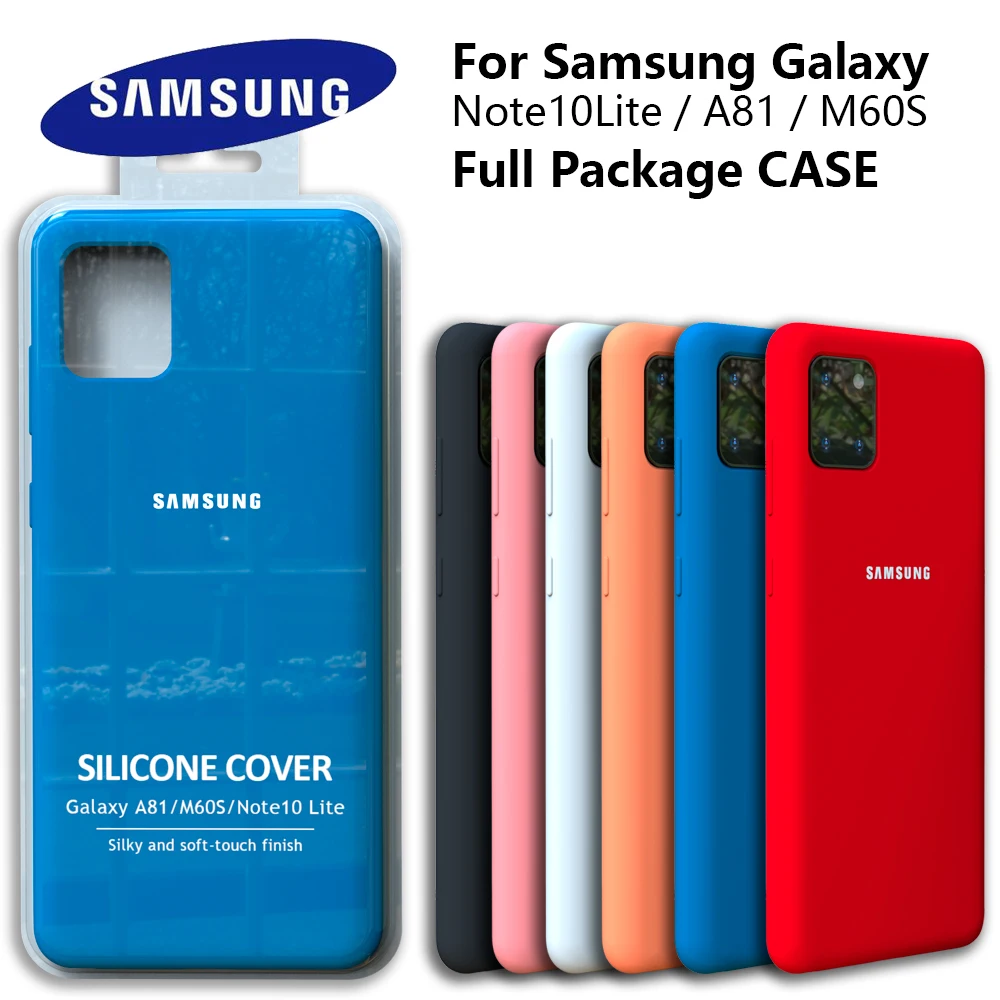 Galaxy note10lite caso original samsung a81 capa de silicone de seda de alta qualidade macio-toque de volta protetora galaxy m60s note10 lite