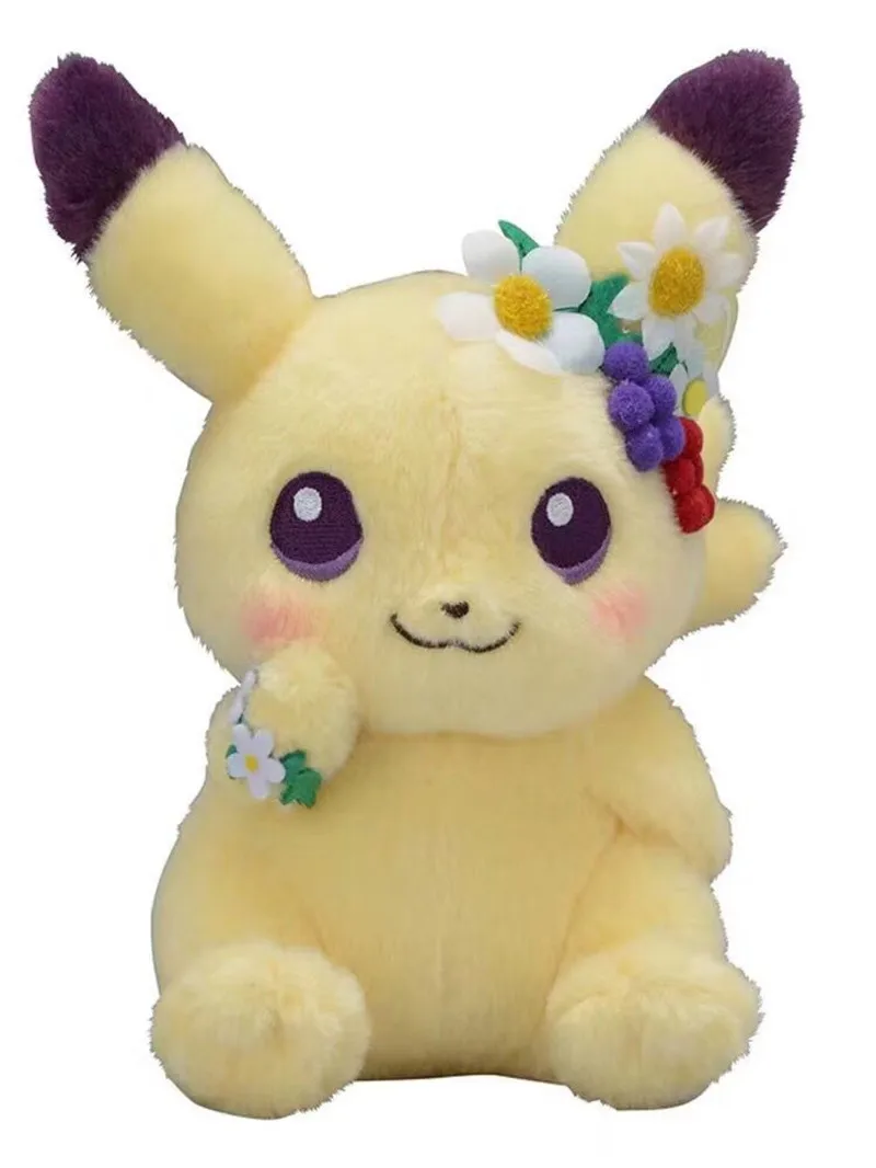 2019 Japan Pokemon Center Easter Flower pikachu & Eevee Soft Plush Toys Collect& 