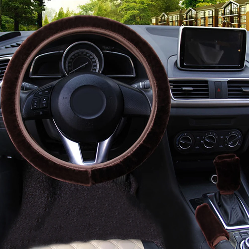 Чехол на руль cubre volante auto scirocco, крышка ручного тормоза, автомобильные автоматические Чехлы/Теплый супер толстый плюшевый воротник переключения передач