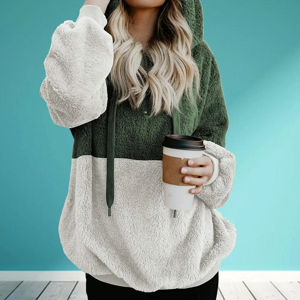 women's fuzzy zip up hoodie