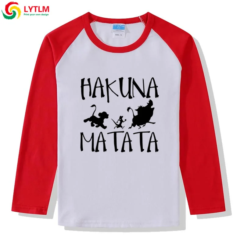 LYTLM XXX/Детская рубашка топ с длинными рукавами и принтом «хакуна матата», «Король льва», футболка для девочек, футболка аниме «Пумба», детская одежда, Koszulki Meskie - Цвет: CXCJ LYCRA Red