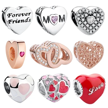 

ELESHE Fashion 925 Sterling Silver FOREVER FRIENDS Beads Crystal Charms fit Original Pandora Bracelet&Bangle Friendship Jewelry