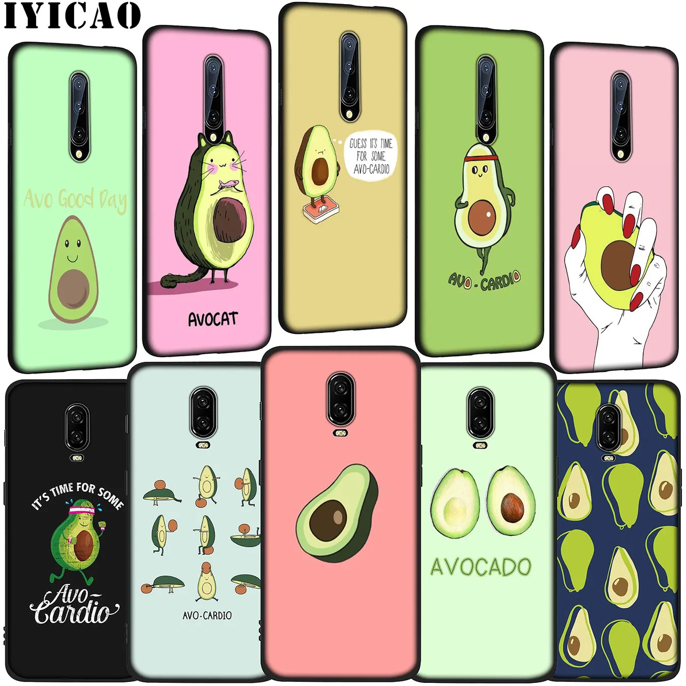 IYICAO Avo Cardio авокадо мягкий силиконовый черный чехол для телефона из ТПУ OnePlus 7T 7 Pro 6T