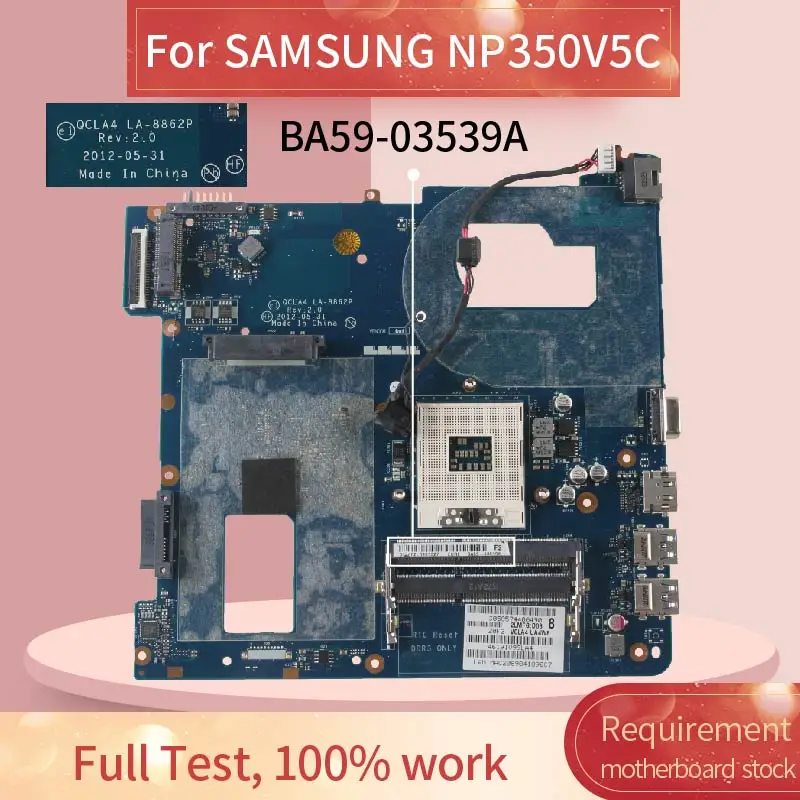 Placa-mãe Portátil para Notebook Samsung Mainboard Suporte Pentium e Celeron La8862p Ba5903551a Sltnv Hm70 Np350v5c Np350v5x - Imagem 5